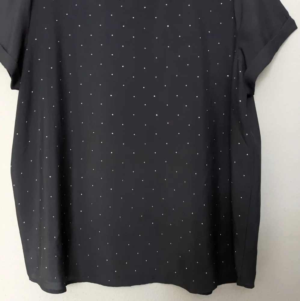 GAP NWOT dark gray and silver rhinestone short sleeve blouse size XXL - Picture 3 of 7